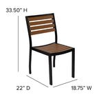 Ensemble table de bistrot d'extérieur Flash Furniture Lark avec 2 chaises et lattes en poly imitation teck