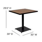 Set da pranzo Flash Furniture Lark da esterno per patio con tavolo da bistrò, 4 sedie e doghe in finto teak in polietilene