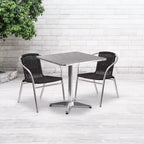 Set da tavolo Emma e Oliver 27.5 quadrato in alluminio per giardino e patio con 2 sedie in rattan