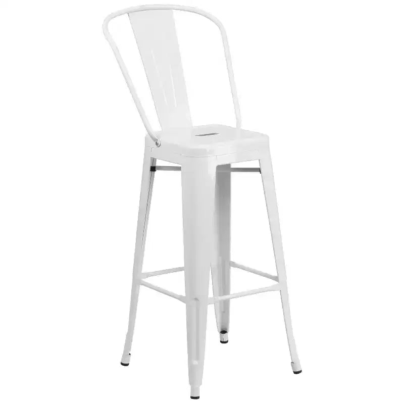 Set di 4 Sgabelli da Bar Cafe con Tavolo Rotondo da 30" in Metallo per Interni ed Esterni di Qualità Commerciale Emma and Oliver