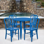 Ensemble table et 4 chaises à lattes Emma et Oliver, en métal, qualité commerciale, 76 cm, pour intérieur/extérieur