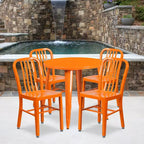Ensemble table et 4 chaises à lattes Emma et Oliver, en métal, qualité commerciale, 76 cm, pour intérieur/extérieur