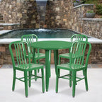 Ensemble table et 4 chaises à lattes Emma et Oliver, en métal, qualité commerciale, 76 cm, pour intérieur/extérieur