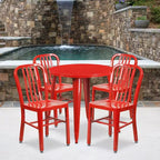 Ensemble table et 4 chaises à lattes Emma et Oliver, en métal, qualité commerciale, 76 cm, pour intérieur/extérieur