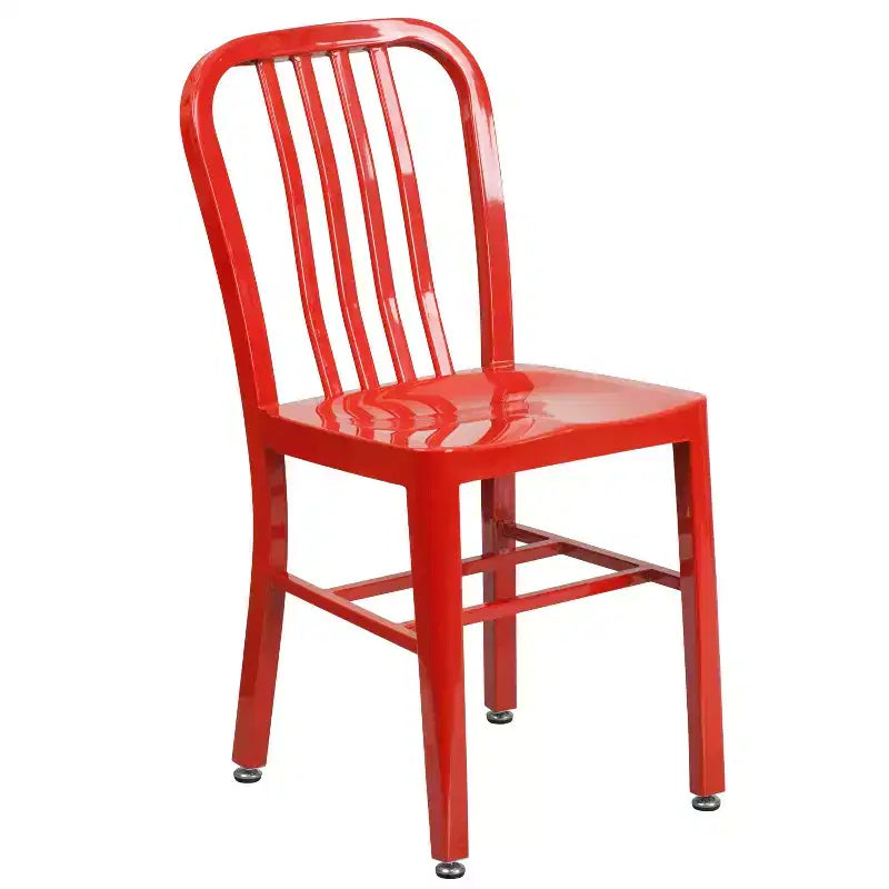 Ensemble table et 4 chaises à lattes Emma et Oliver, en métal, qualité commerciale, 76 cm, pour intérieur/extérieur