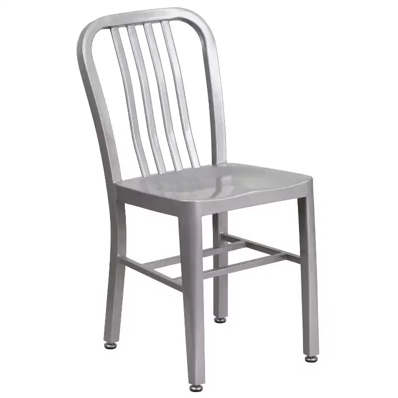 Ensemble table et 4 chaises à lattes Emma et Oliver, en métal, qualité commerciale, 76 cm, pour intérieur/extérieur