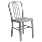 Ensemble table et 4 chaises à lattes Emma et Oliver, en métal, qualité commerciale, 76 cm, pour intérieur/extérieur