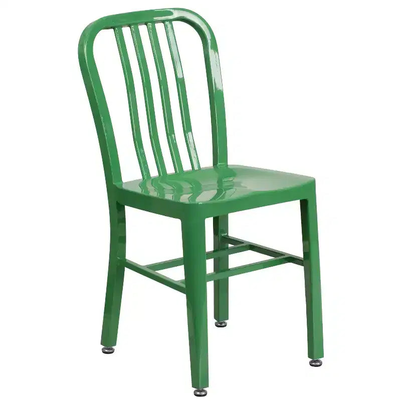 Ensemble table et 4 chaises à lattes Emma et Oliver, en métal, qualité commerciale, 76 cm, pour intérieur/extérieur