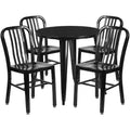 Ensemble table et 4 chaises à lattes Emma et Oliver, en métal, qualité commerciale, 76 cm, pour intérieur/extérieur