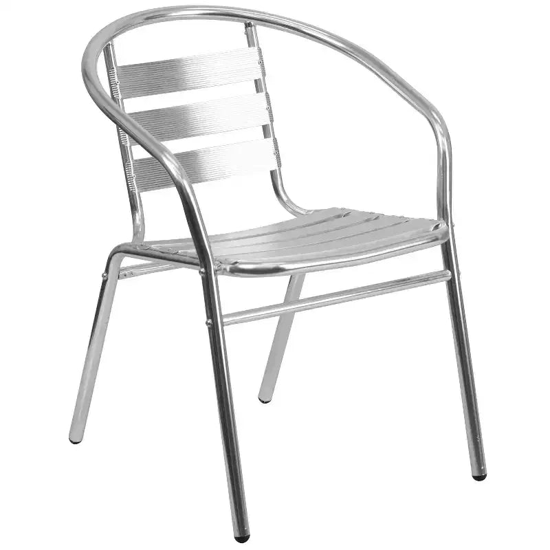 Set Tavolo Quadrato in Alluminio Emma e Oliver 27,5 con 4 Sedie a Schienale a Doghe