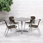 Set tavolo da giardino in alluminio quadrato 31,5 con 4 sedie in rattan Emma e Oliver