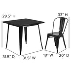 Ensemble table carrée d'intérieur/extérieur en métal qualité commerciale Emma et Oliver 31,5 avec 4 chaises empilables
