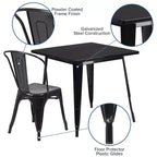 Ensemble table carrée d'intérieur/extérieur en métal qualité commerciale Emma et Oliver 31,5 avec 4 chaises empilables