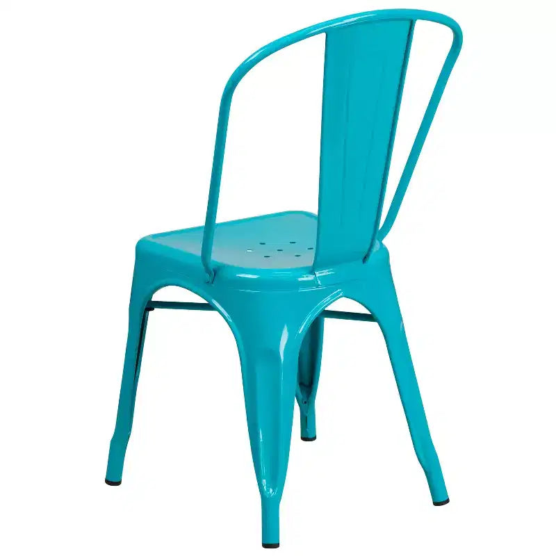 Ensemble table carrée d'intérieur/extérieur en métal qualité commerciale Emma et Oliver 31,5 avec 4 chaises empilables