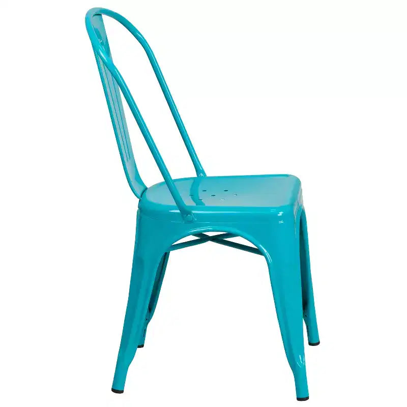 Ensemble table carrée d'intérieur/extérieur en métal qualité commerciale Emma et Oliver 31,5 avec 4 chaises empilables