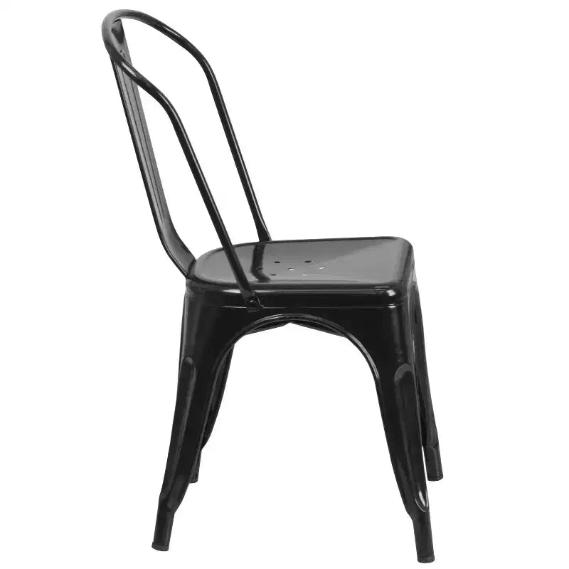 Ensemble table carrée d'intérieur/extérieur en métal qualité commerciale Emma et Oliver 31,5 avec 4 chaises empilables