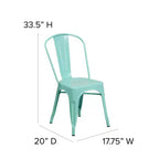 Ensemble table carrée d'intérieur/extérieur en métal qualité commerciale Emma et Oliver 31,5 avec 4 chaises empilables