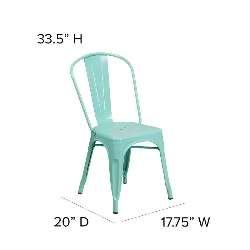 Ensemble table carrée d'intérieur/extérieur en métal qualité commerciale Emma et Oliver 31,5 avec 4 chaises empilables