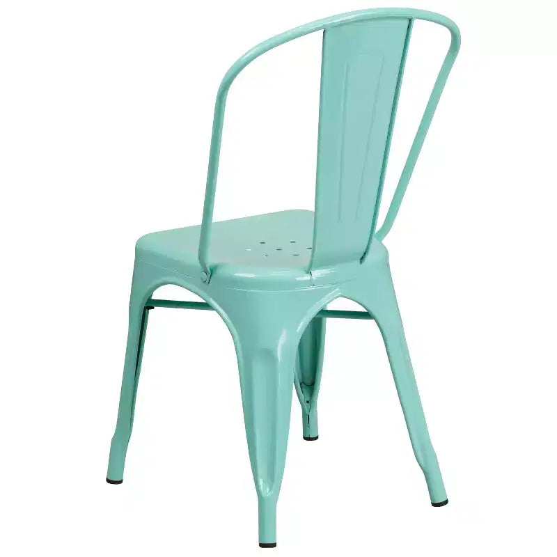 Ensemble table carrée d'intérieur/extérieur en métal qualité commerciale Emma et Oliver 31,5 avec 4 chaises empilables