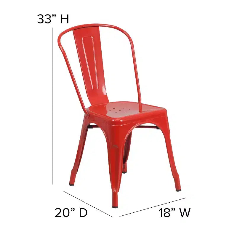 Ensemble table carrée d'intérieur/extérieur en métal qualité commerciale Emma et Oliver 31,5 avec 4 chaises empilables