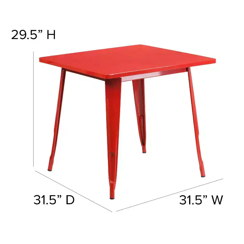 Ensemble table carrée d'intérieur/extérieur en métal qualité commerciale Emma et Oliver 31,5 avec 4 chaises empilables
