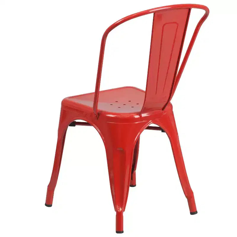 Ensemble table carrée d'intérieur/extérieur en métal qualité commerciale Emma et Oliver 31,5 avec 4 chaises empilables