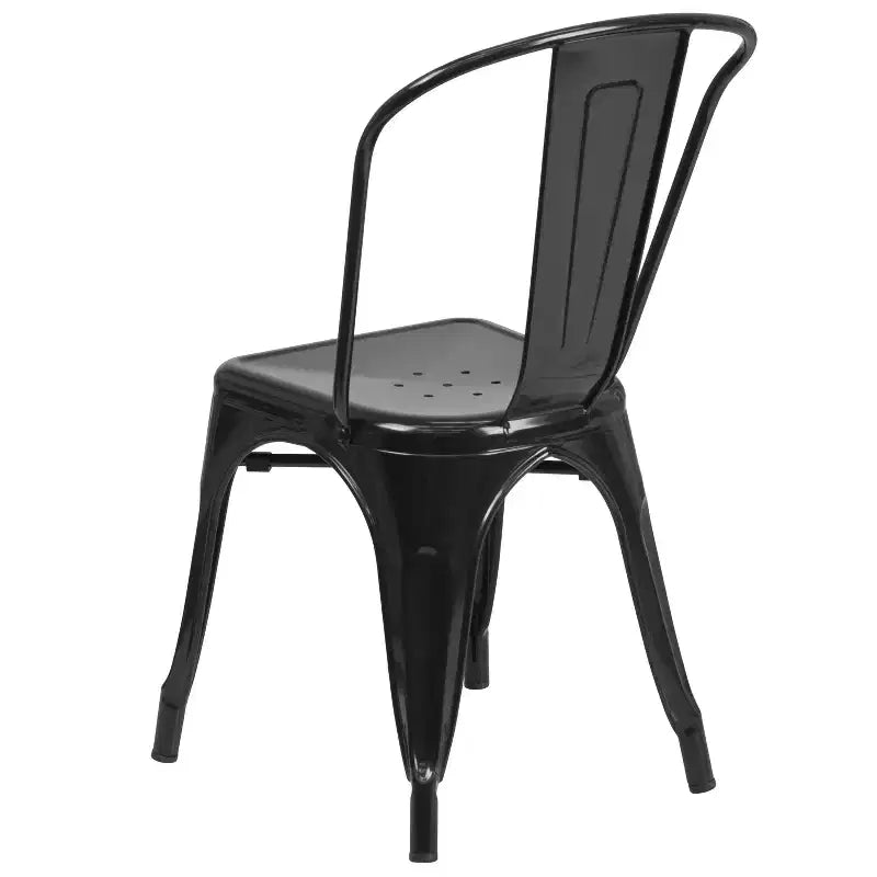Ensemble table carrée d'intérieur/extérieur en métal qualité commerciale Emma et Oliver 31,5 avec 4 chaises empilables