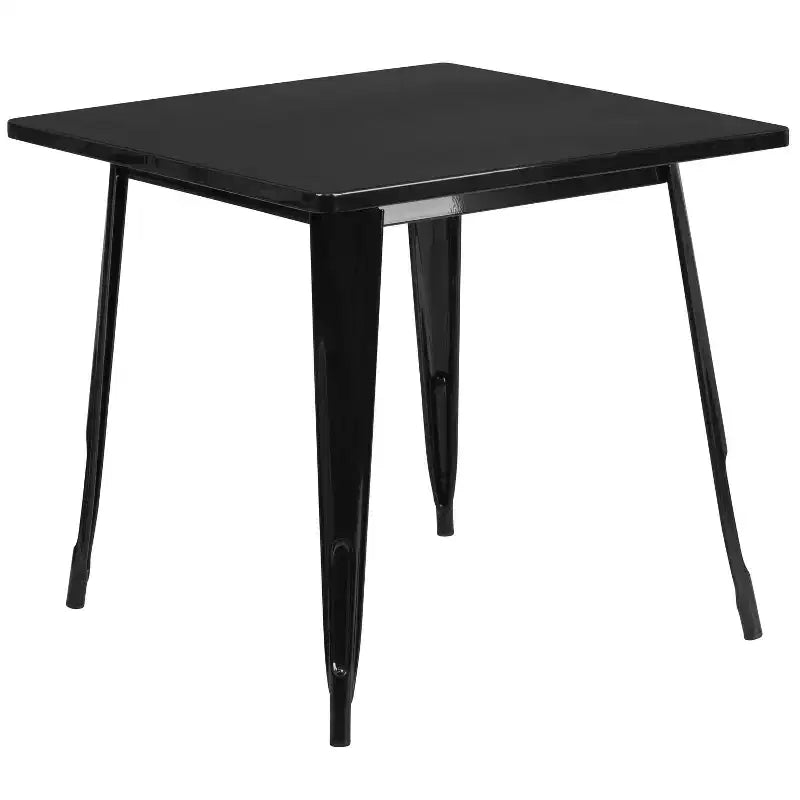 Ensemble table carrée d'intérieur/extérieur en métal qualité commerciale Emma et Oliver 31,5 avec 4 chaises empilables