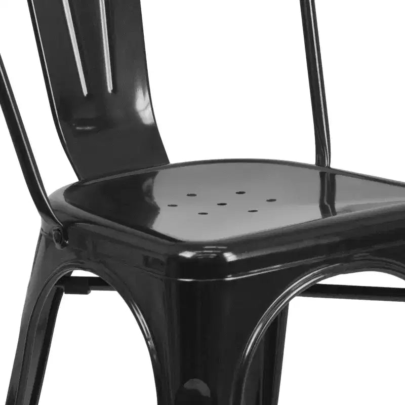 Ensemble table carrée d'intérieur/extérieur en métal qualité commerciale Emma et Oliver 31,5 avec 4 chaises empilables
