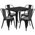 Ensemble table carrée d'intérieur/extérieur en métal qualité commerciale Emma et Oliver 31,5 avec 4 chaises empilables