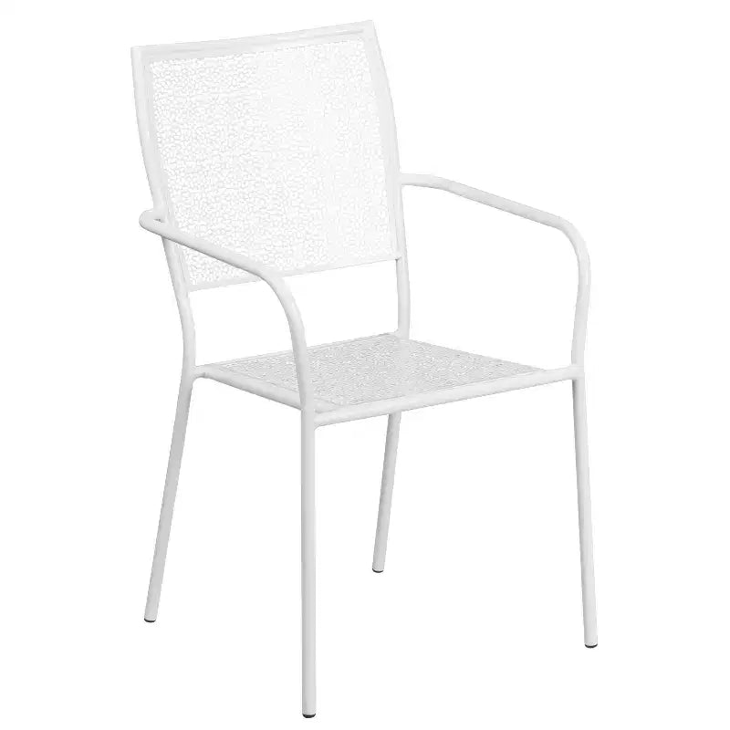 Set tavolo da patio da giardino rotondo in metallo Emma and Oliver di qualità commerciale da 35,25, 2 sedie con schienale quadrato