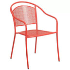Set da tavolo da patio pieghevole rotondo in metallo Emma e Oliver di grado commerciale con 2 sedie con schienale rotondo