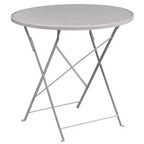Set da tavolo da patio pieghevole rotondo in metallo Emma e Oliver di grado commerciale con 2 sedie con schienale rotondo