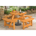 Table de pique-nique ronde en bois avec banc, pour 8 personnes, pour jardin et terrasse, de Gardenised