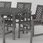 Set da pranzo da esterno Saracina Home a 7 pezzi con motivo a chevron in acacia e doghe
