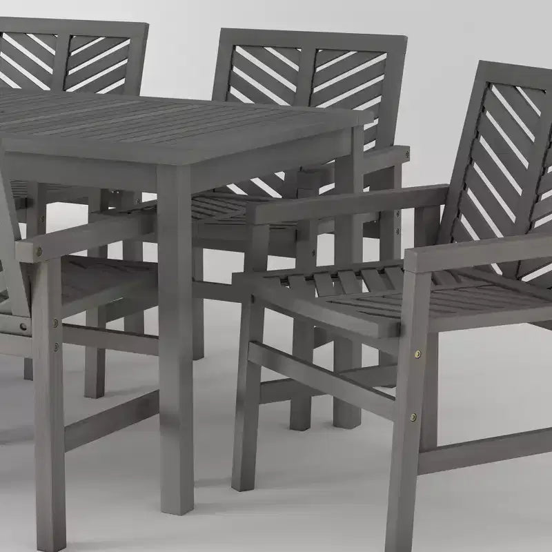 Set da pranzo da esterno Saracina Home a 7 pezzi con motivo a chevron in acacia e doghe