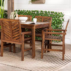 Set da pranzo da esterno Saracina Home a 7 pezzi con motivo a chevron in acacia e doghe