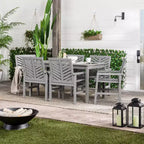 Set da pranzo da esterno Saracina Home a 7 pezzi con motivo a chevron in acacia e doghe