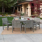 Set da pranzo da esterno Saracina Home a 7 pezzi con motivo a chevron in acacia e doghe