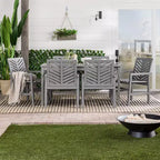 Set da pranzo da esterno Saracina Home a 7 pezzi con motivo a chevron in acacia e doghe