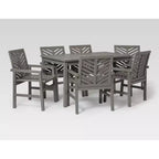 Set da pranzo da esterno Saracina Home a 7 pezzi con motivo a chevron in acacia e doghe