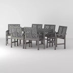 Set da pranzo da esterno Saracina Home a 7 pezzi con motivo a chevron in acacia e doghe