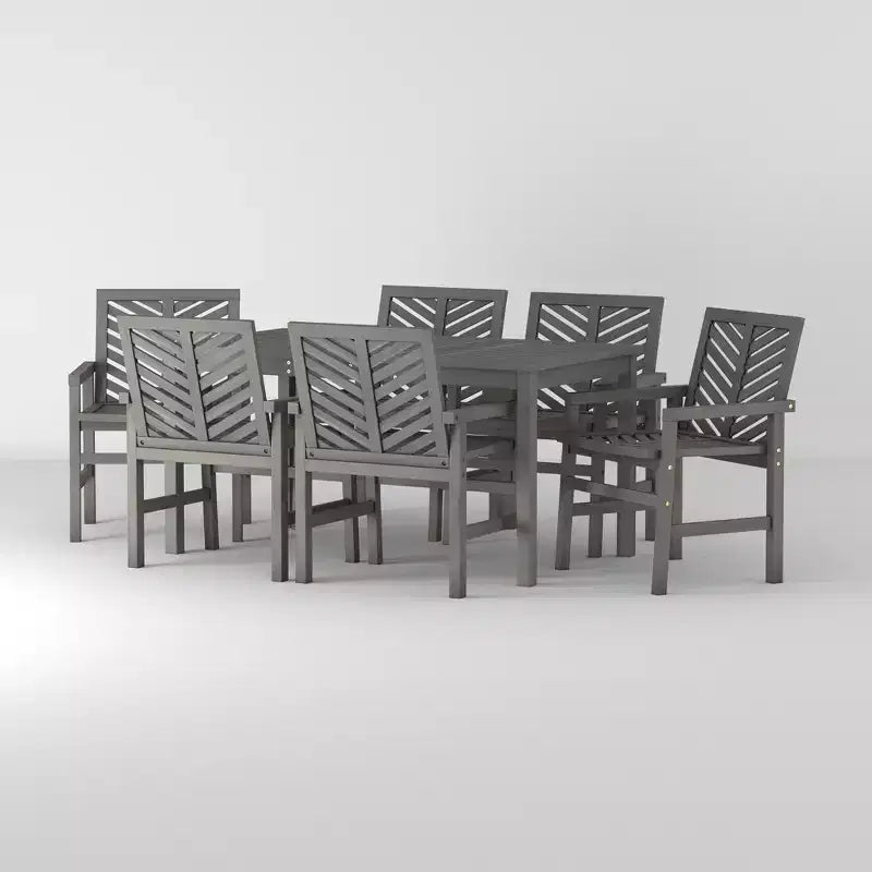 Set da pranzo da esterno Saracina Home a 7 pezzi con motivo a chevron in acacia e doghe