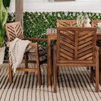 Set da pranzo da esterno Saracina Home a 7 pezzi con motivo a chevron in acacia e doghe