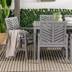 Set da pranzo da esterno Saracina Home a 7 pezzi con motivo a chevron in acacia e doghe