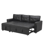 Divano componibile convertibile reversibile con letto estraibile, chaise longue con contenitore nascosto e gambe durevoli