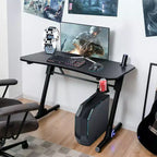Bureau d'ordinateur de jeu Costway réglable en hauteur avec éclairage LED et support de manette de jeu