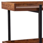 Merrick Lane Étagère à 3 niveaux de style industriel rustique marron avec cadre en métal noir et bordure surélevée - 35H