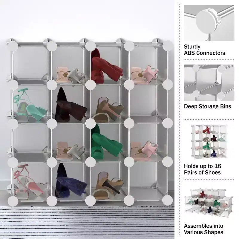 Système de rangement personnalisable à 16 casiers emboîtables Hastings Home, blanc