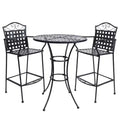 Sunnydaze Outdoor Scrolling Wrought Iron Bar Chair and Table Set - Black